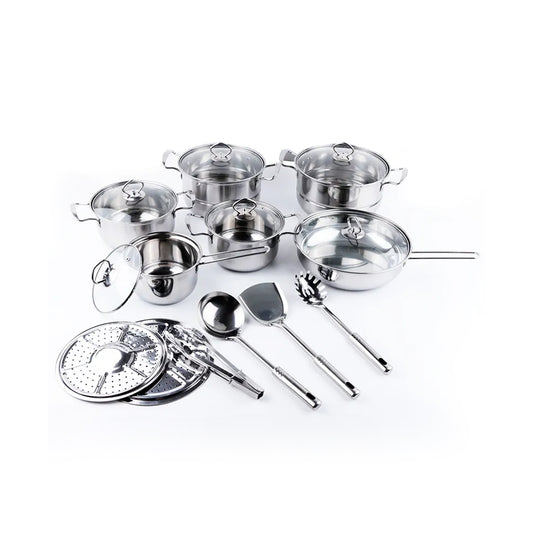 First Home Range 18 Piece Stainless Steel Pot Set Silver