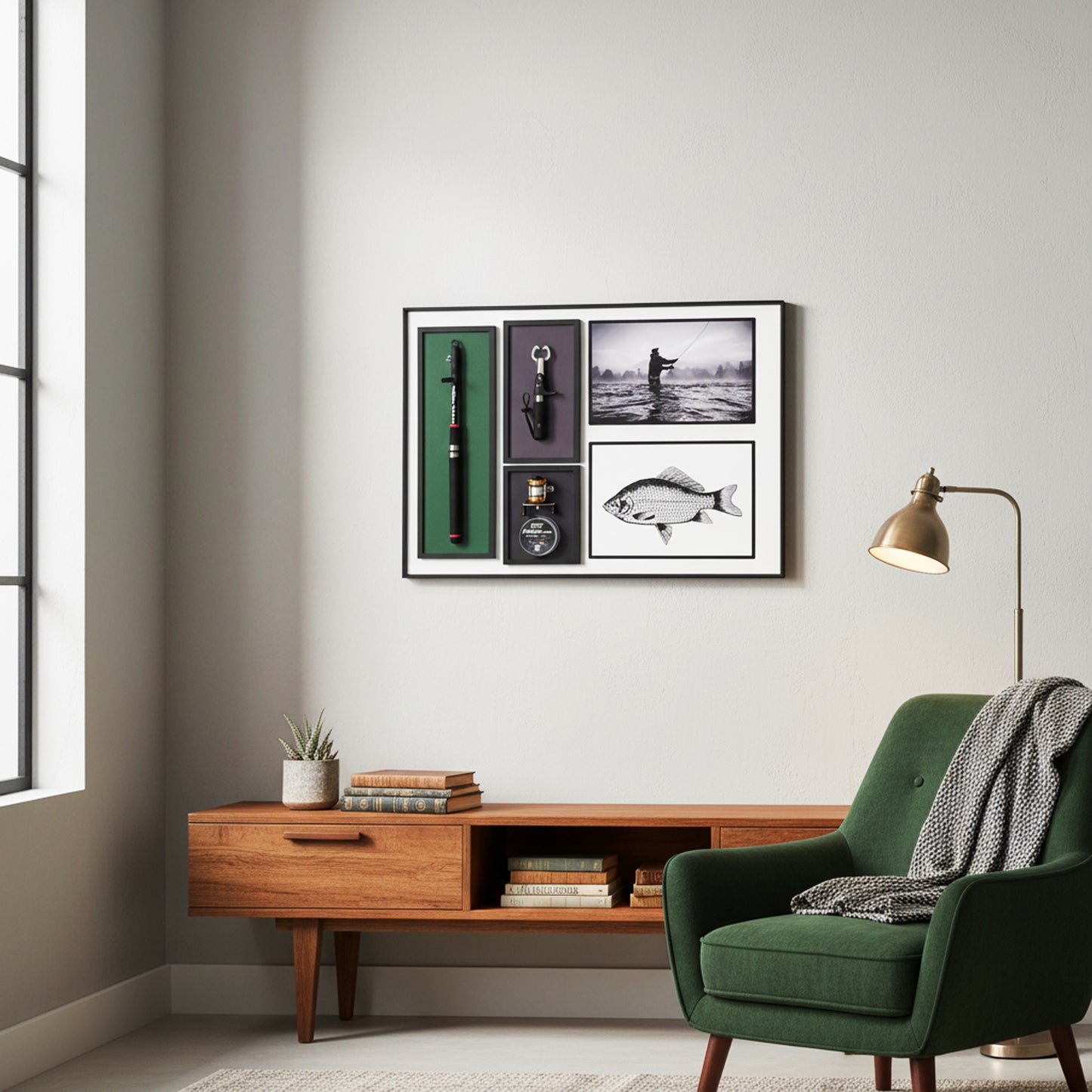 60 x 80cm Fishing Frame Multicoloured