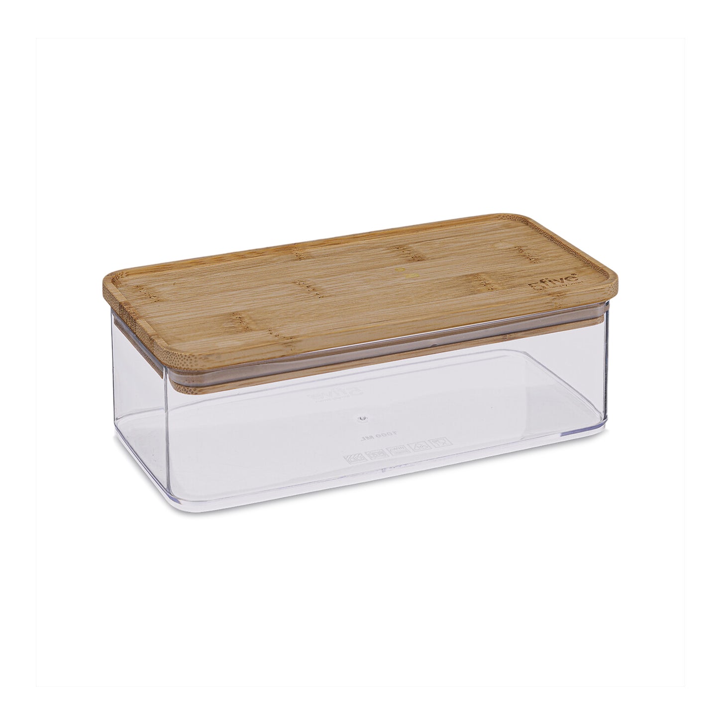 Five 1Lt Rectangular Airtight Storage Box Clear