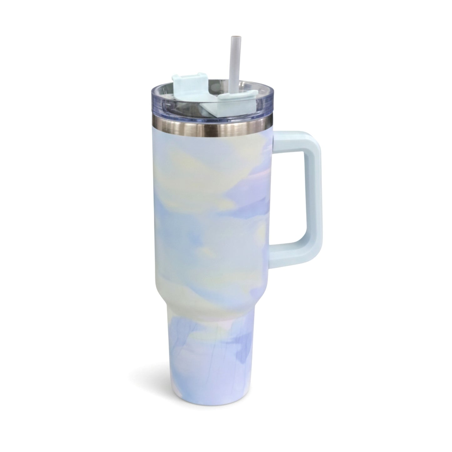 1.2Lt Stainless Steel Flask with Handle & Straw Blue