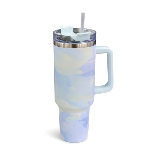 1.2Lt Stainless Steel Flask with Handle & Straw Blue