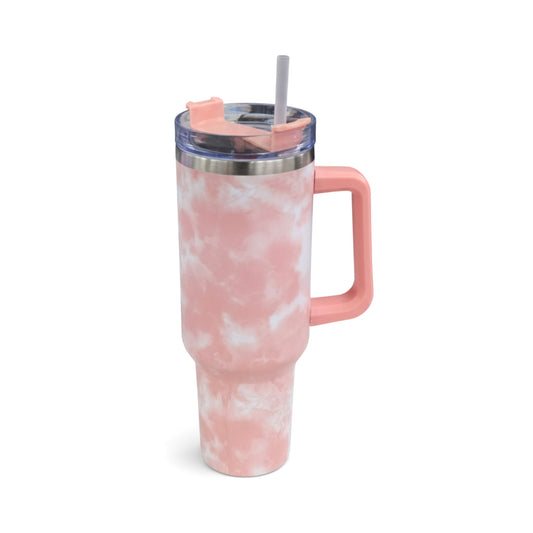 1.2Lt Stainless Steel Flask with Handle & Straw Pink