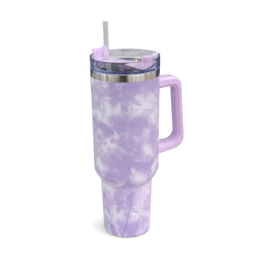 1.2Lt Stainless Steel Flask with Handle & Straw Purple