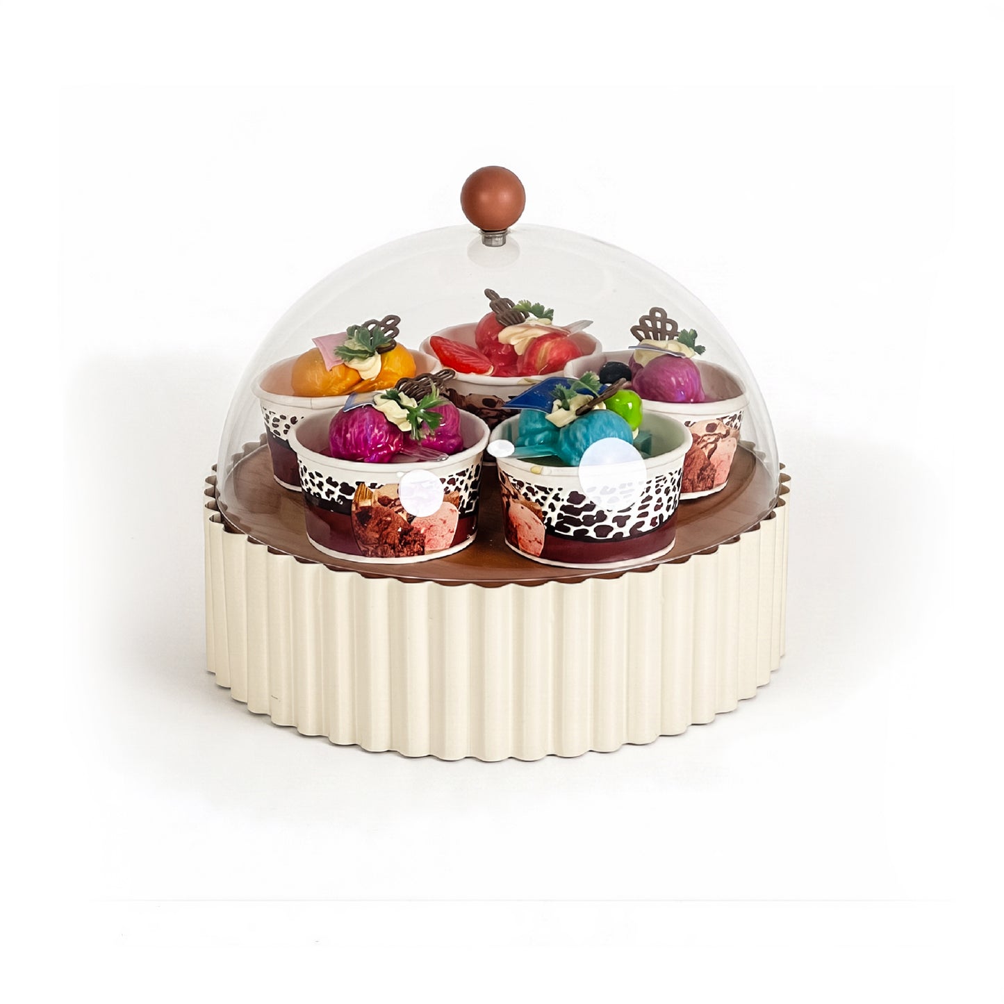 21cm Footed Cake Stand with Dome Cream