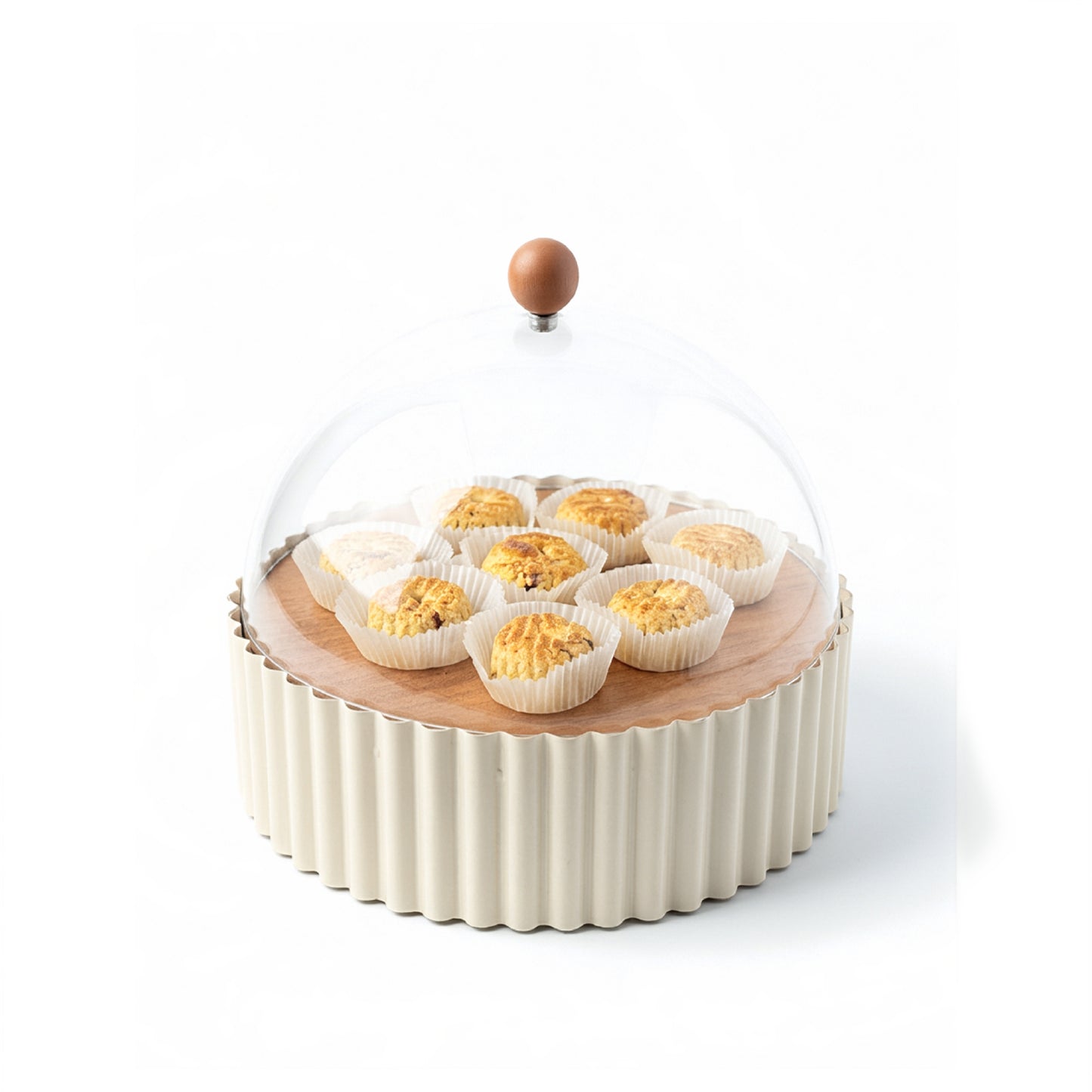21cm Footed Cake Stand with Dome Cream