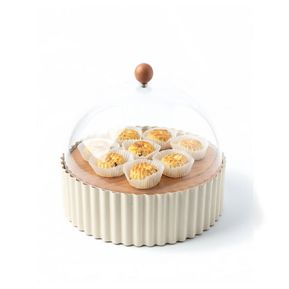 21cm Footed Cake Stand with Dome Cream