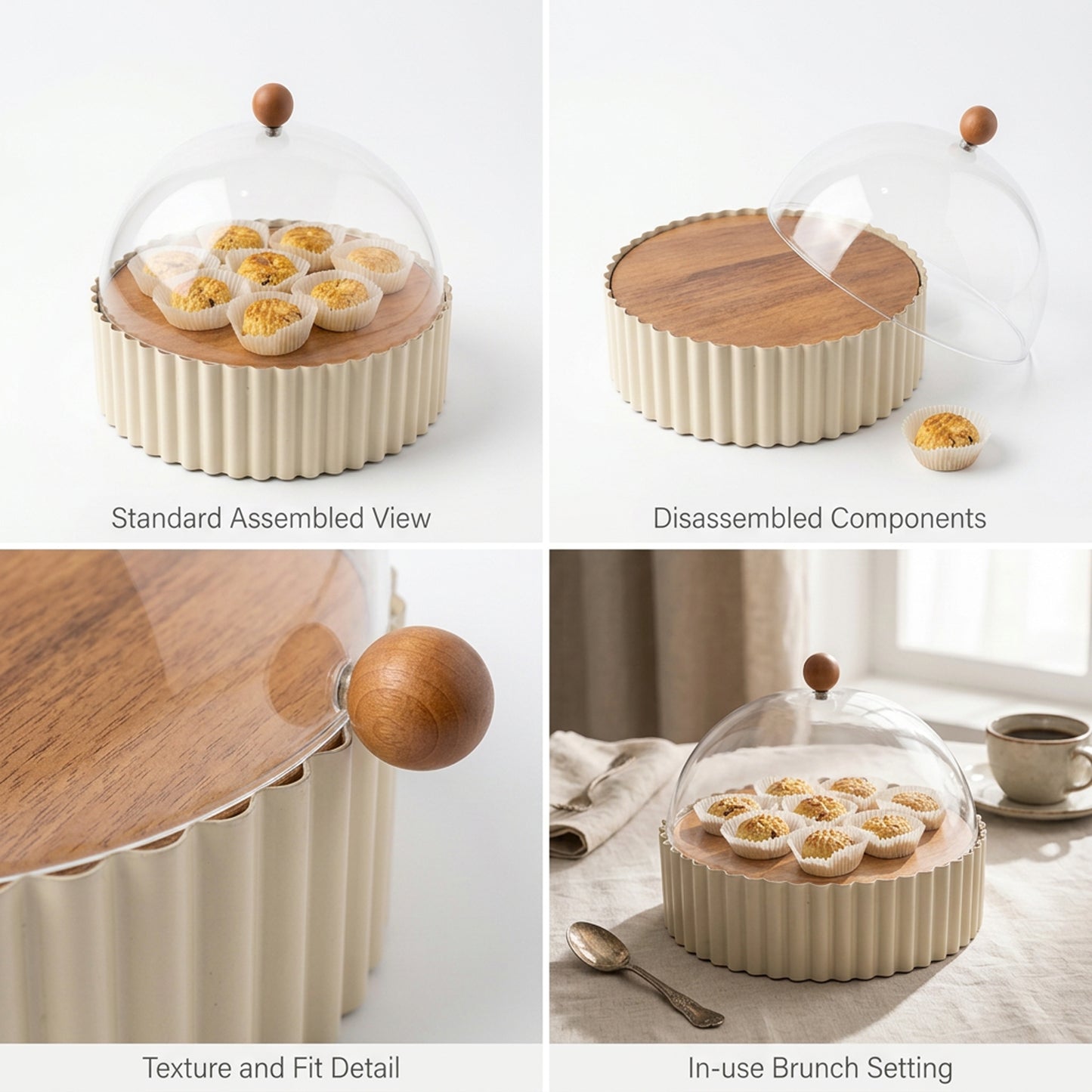 21cm Footed Cake Stand with Dome Cream
