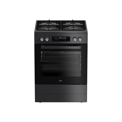 Beko 60cm Multifunction Gas on Glass Stove Anthracite