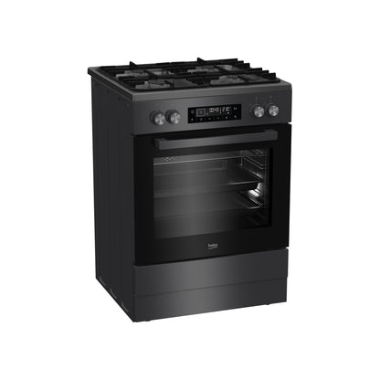 Beko 60cm Multifunction Gas on Glass Stove Anthracite