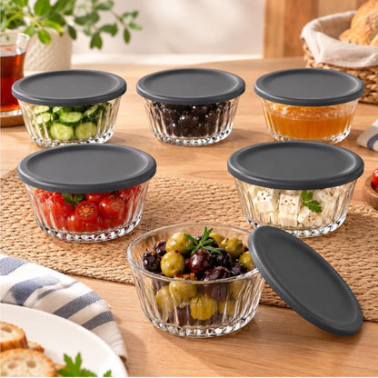Pasabahce Frezya 175ml Container with Grey Lid Set of 6