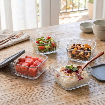 Pasabahce Frezya 225ml Food Container with Grey Lid Set of 4