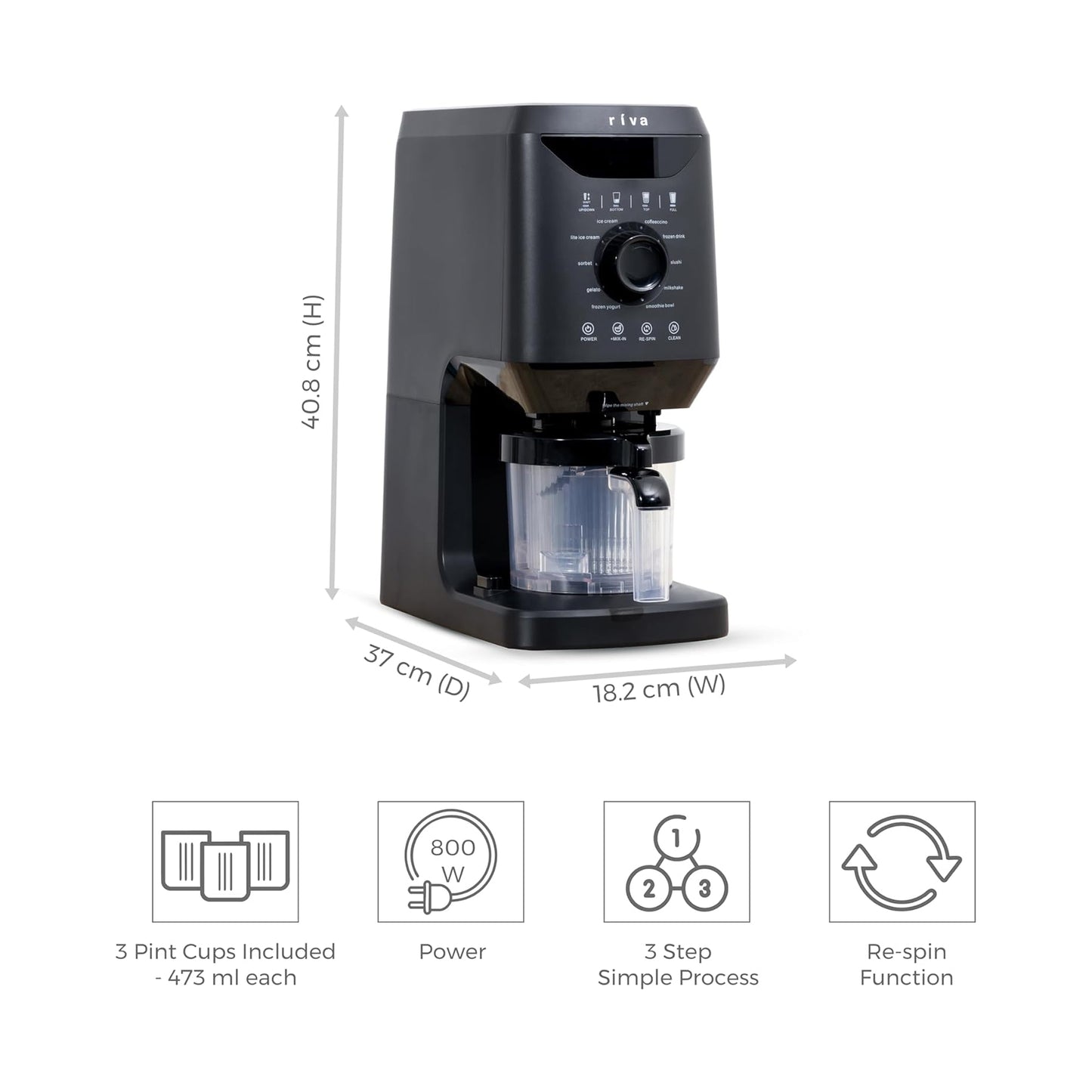 Riva Frosty Ice Cream & Treat Maker Black