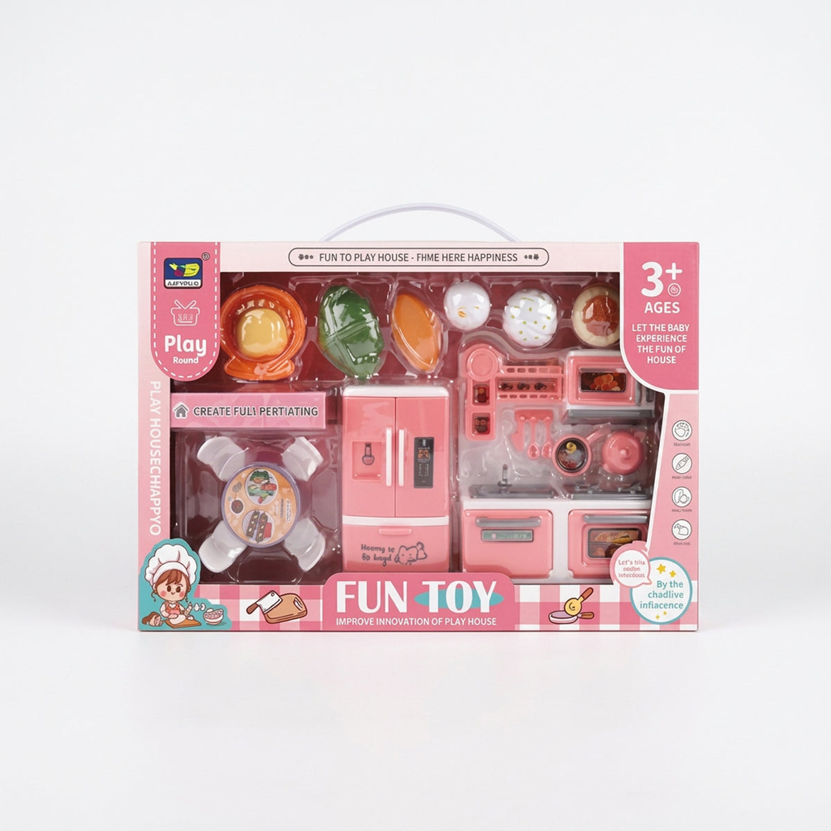Fun Toy Kitchen & Dining Play Set Pink