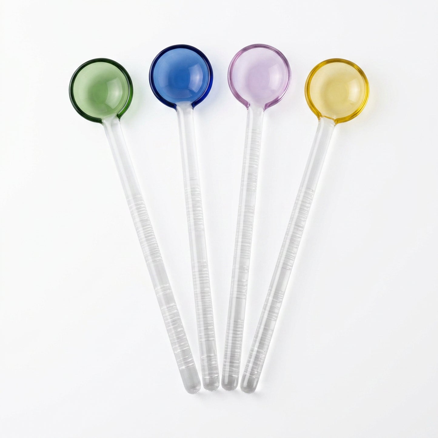 4 Piece Glass Teaspoon Set Multicoloured