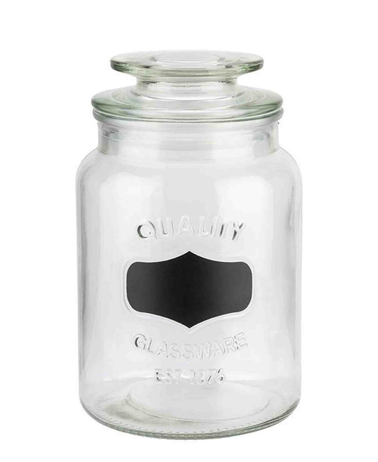 Kitchen Life 1Lt Storage Jar With Chalk Board Label - Clear