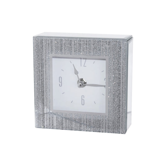 Urban Decor Glitter Mirror Clock Silver