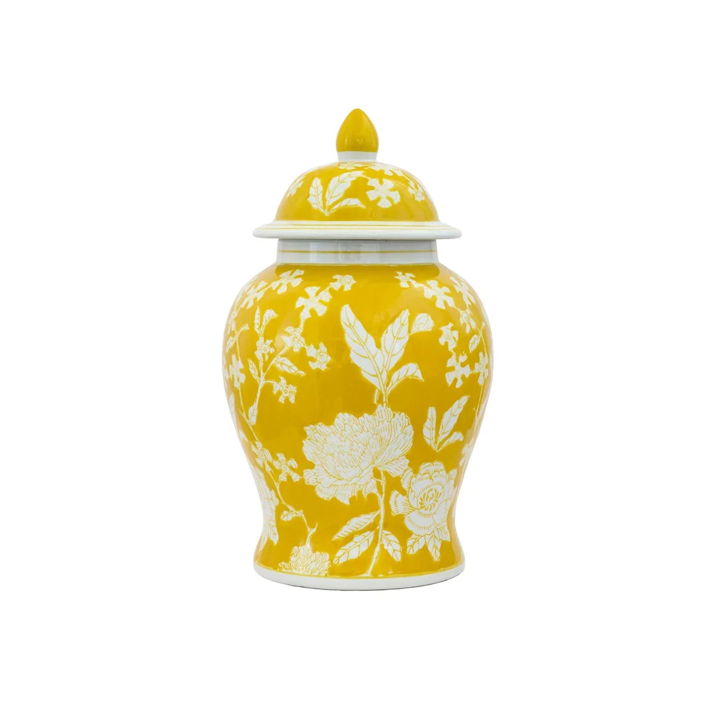 Urban Decor Blossoms Ginger Jar Yellow & White