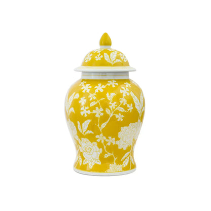 Urban Decor Blossoms Ginger Jar Yellow & White