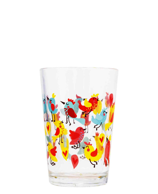 Izmir Collection Glass Tumbler With Bird Print - Clear