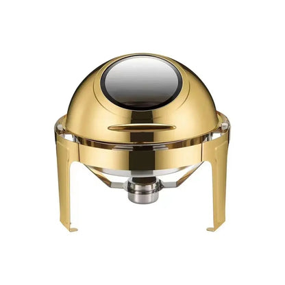 Kitchen Life Round Chafing Dish With Window Gold
