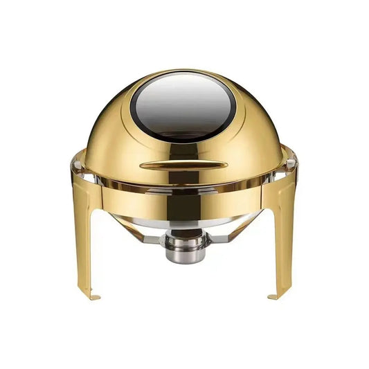 Kitchen Life Round Chafing Dish With Window Gold