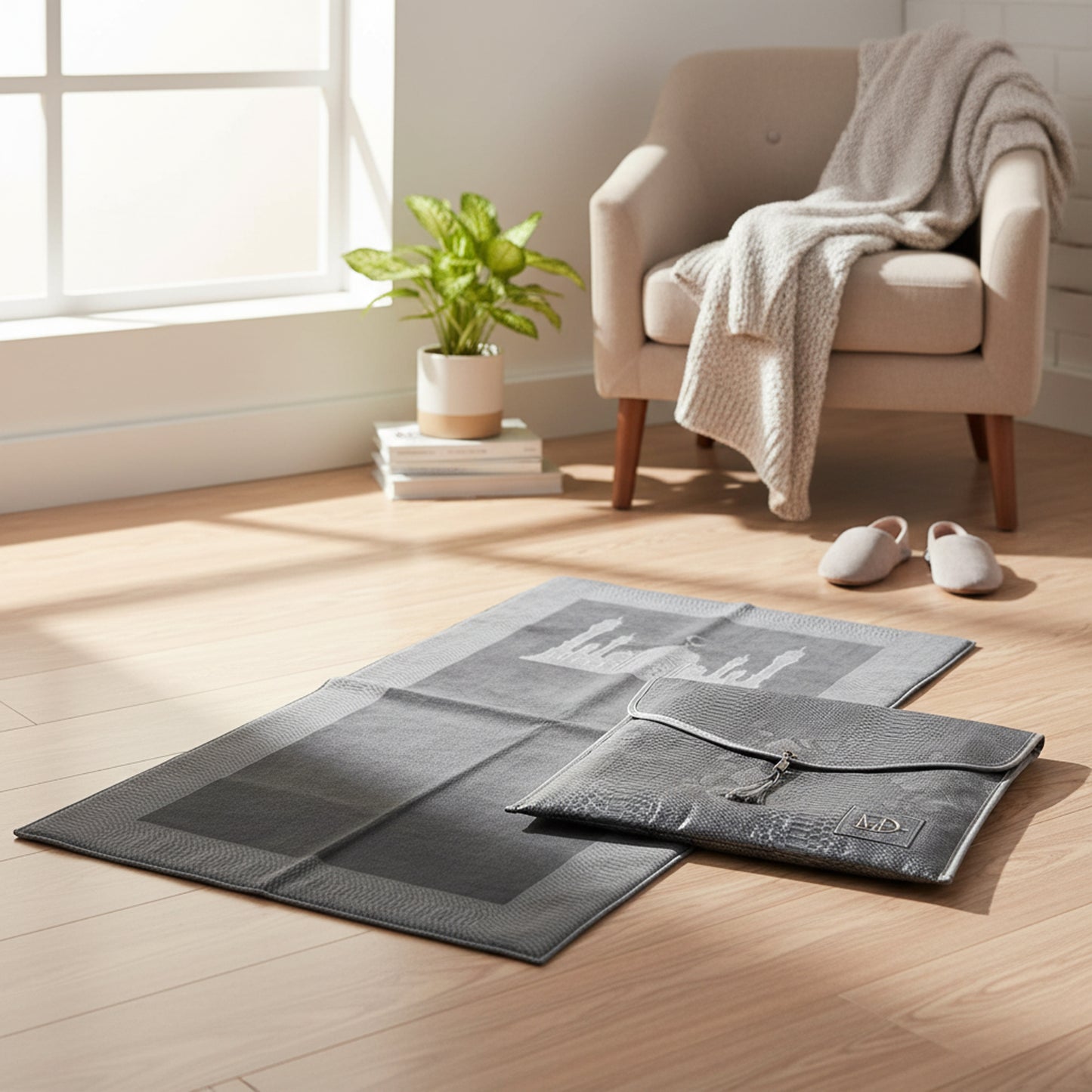 Musallah with Leather Bag Grey