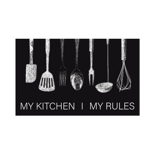 "My Kitchen, My Rules" 50 x 80cm Kitchen Mat Black