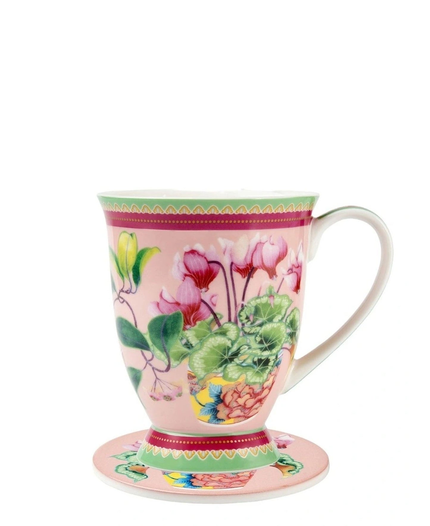 Maxwell & Williams Gabby Malpas Jardin Cyclamen Mug & Coaster Set - Pink