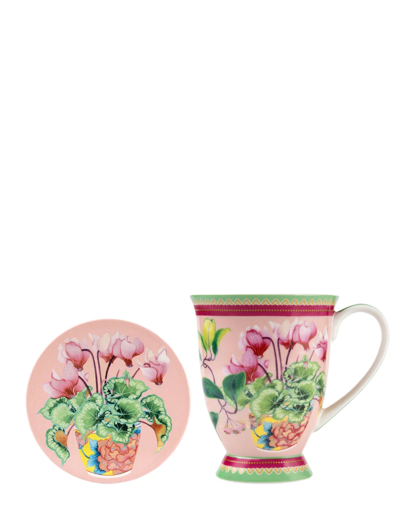 Maxwell & Williams Gabby Malpas Jardin Cyclamen Mug & Coaster Set - Pink