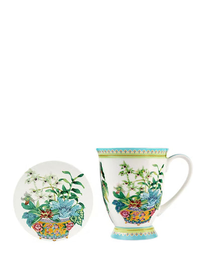 Maxwell & Williams Gabby Malpas Jardin Orchid Mug & Coaster Set - White