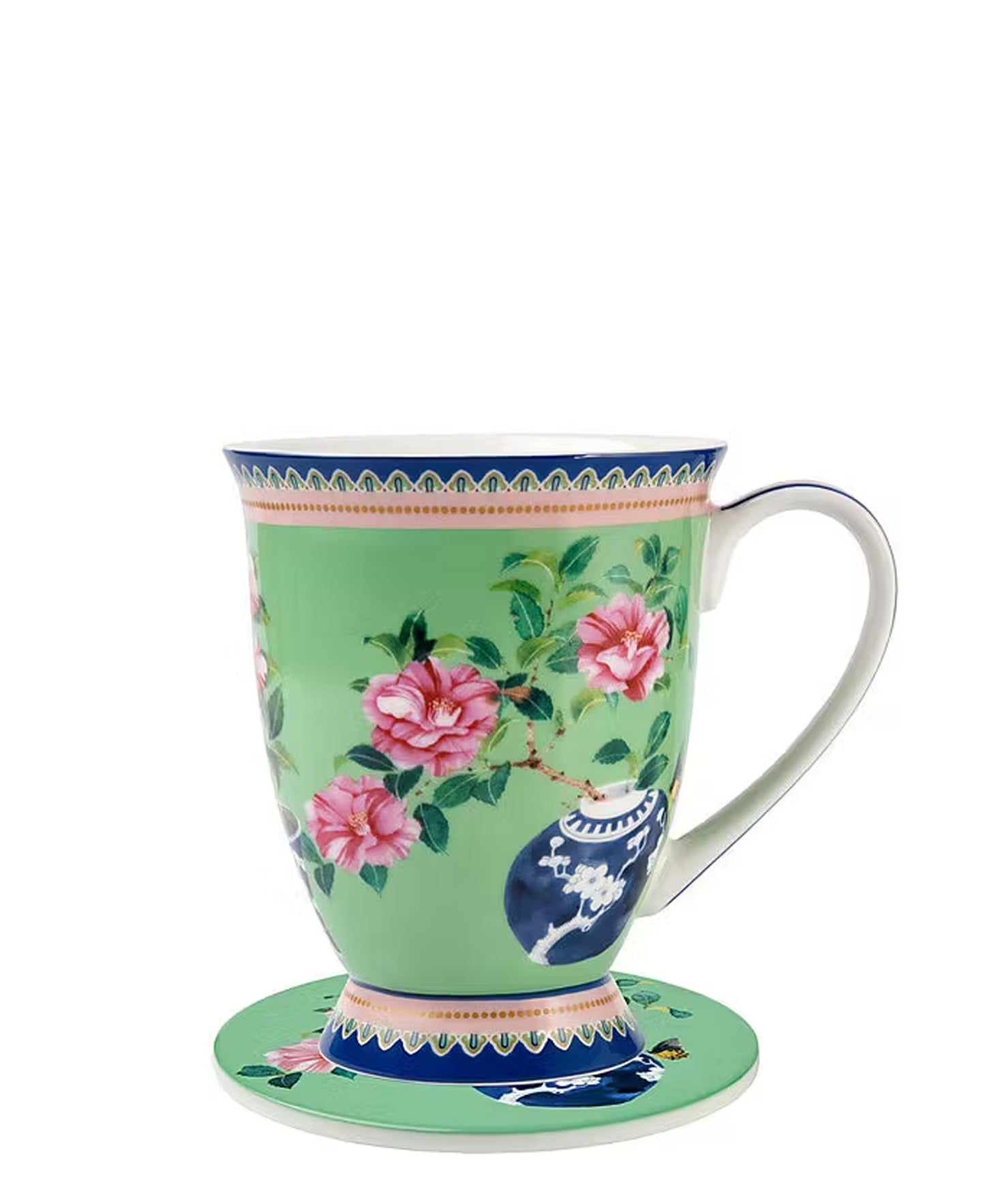 Maxwell & Williams Gabby Malpas Jardin Camelia Mug & Coaster Set - Green