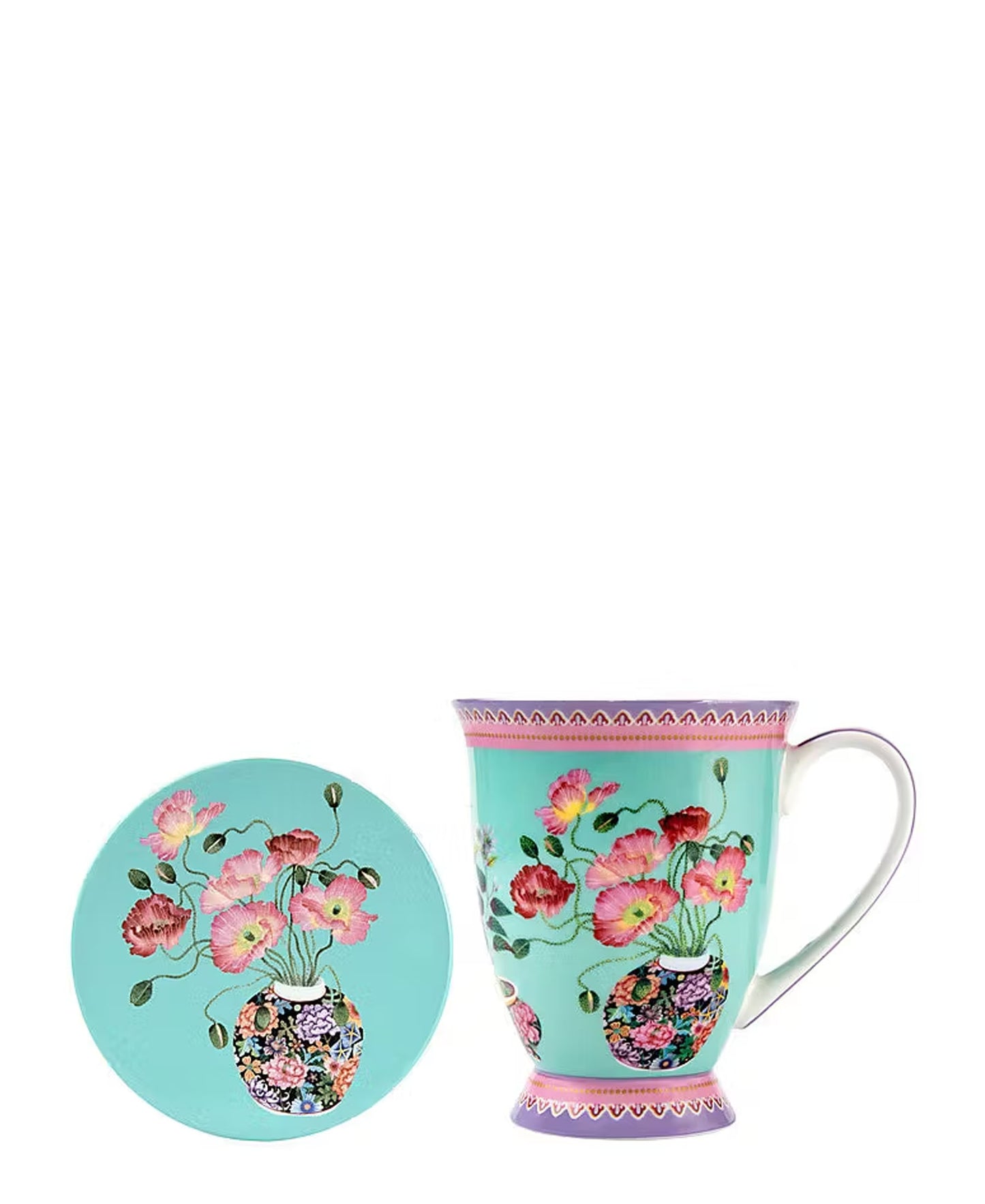 Maxwell & Williams Gabby Malpas Jardin Poppy Mug & Coaster Set - Blue