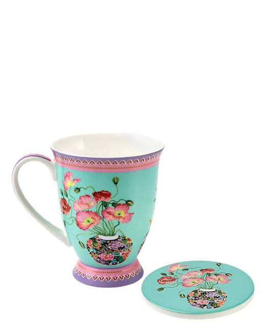 Maxwell & Williams Gabby Malpas Jardin Poppy Mug & Coaster Set - Blue