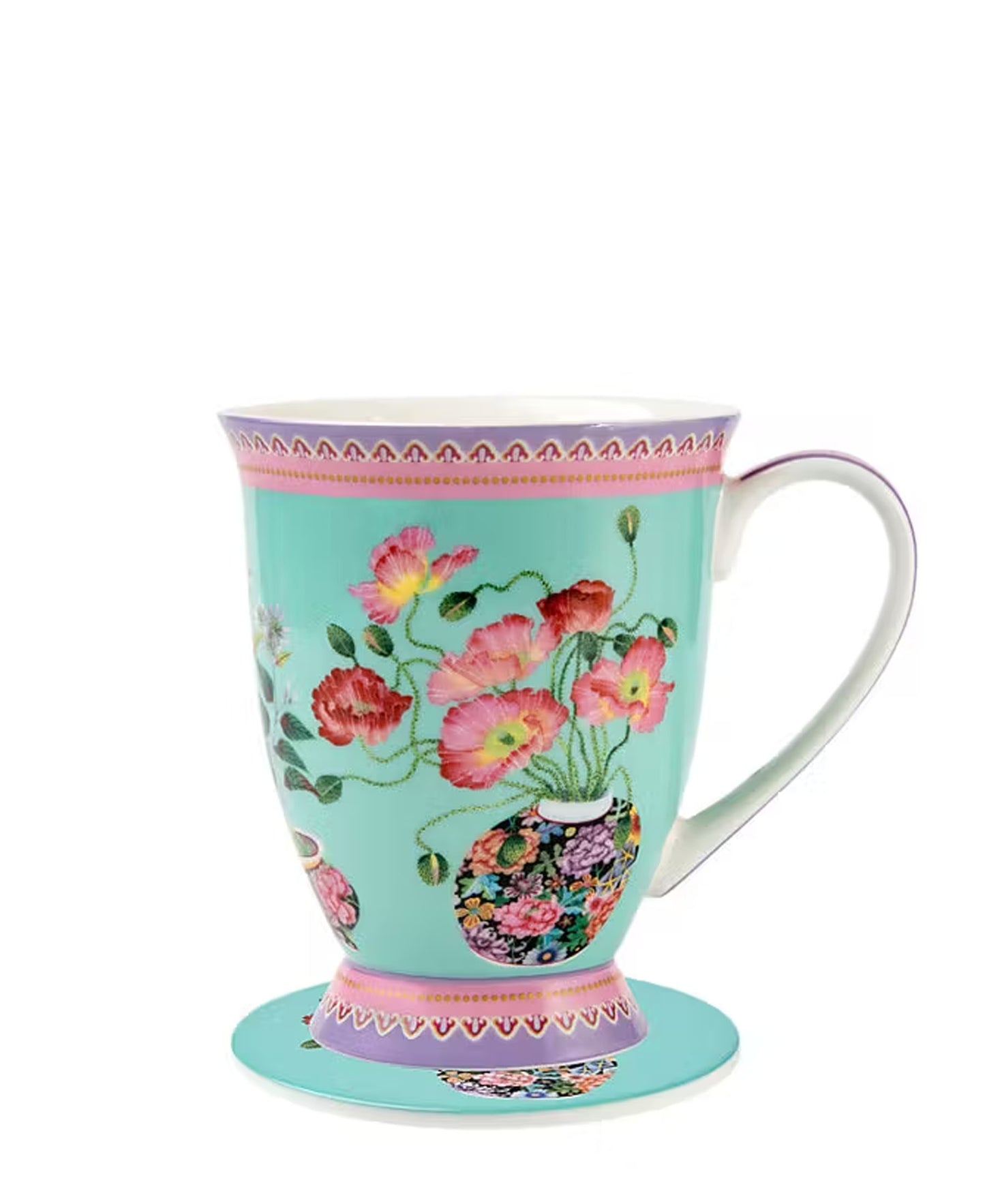 Maxwell & Williams Gabby Malpas Jardin Poppy Mug & Coaster Set - Blue