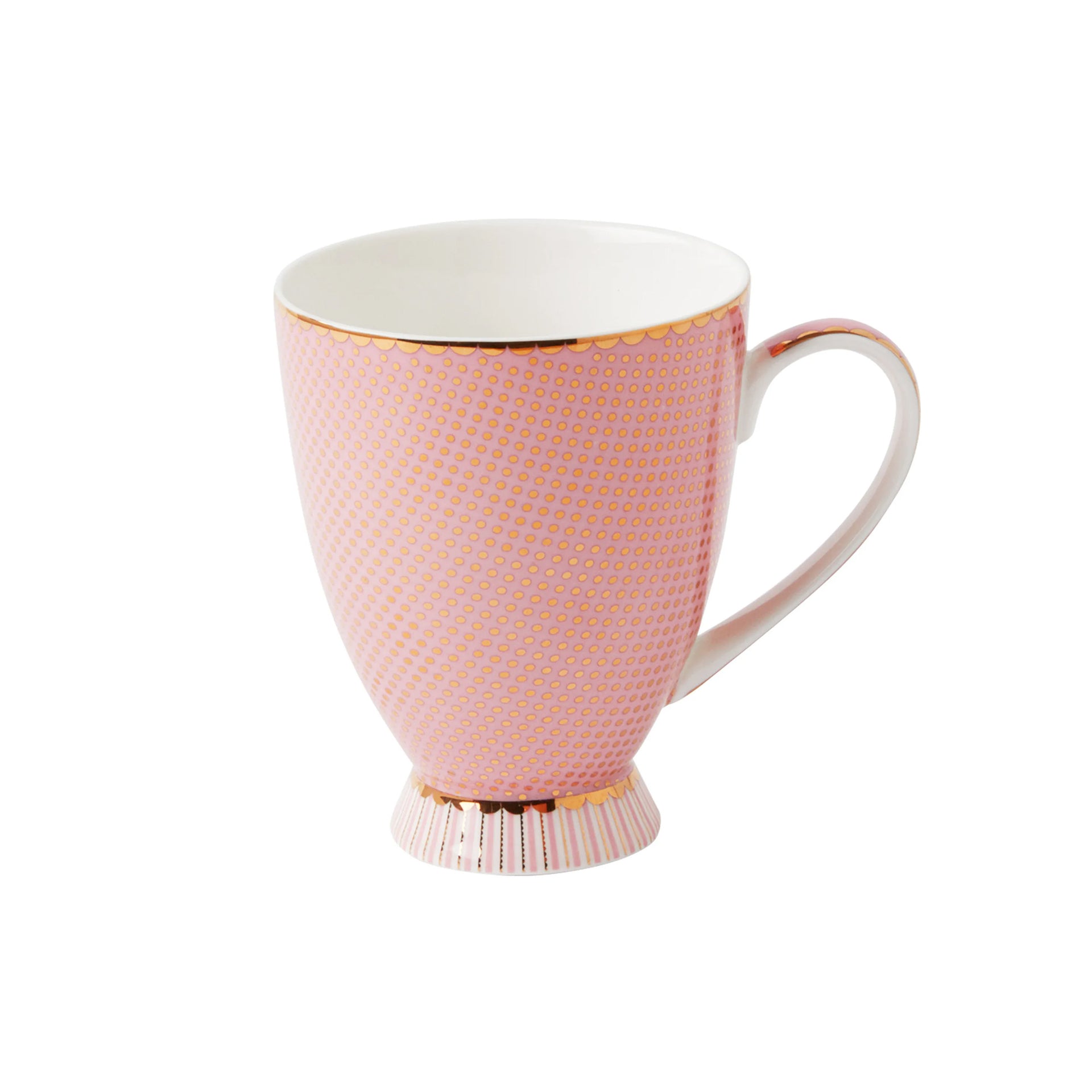 PIRMU Mug 360 ml White Pink Porcelain Flowers Round Tea Mug