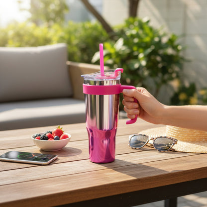 1.2Lt Shiny Stainless Steel Flask Pink