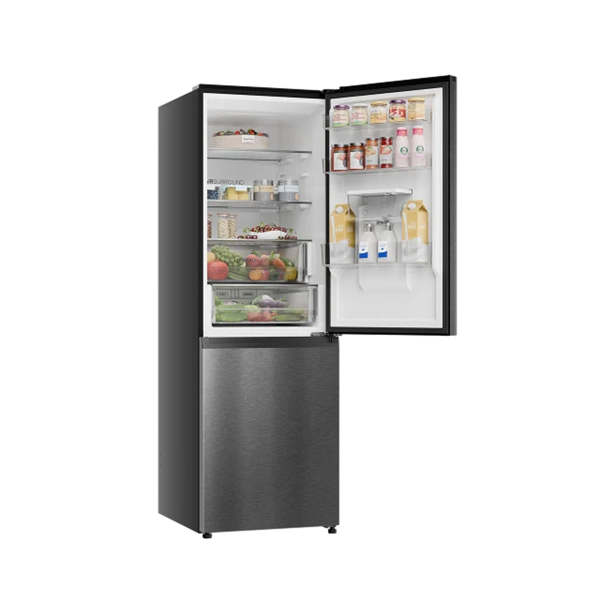 Haier Bottom Freezer Fridge 327L - Black Sand Silver
