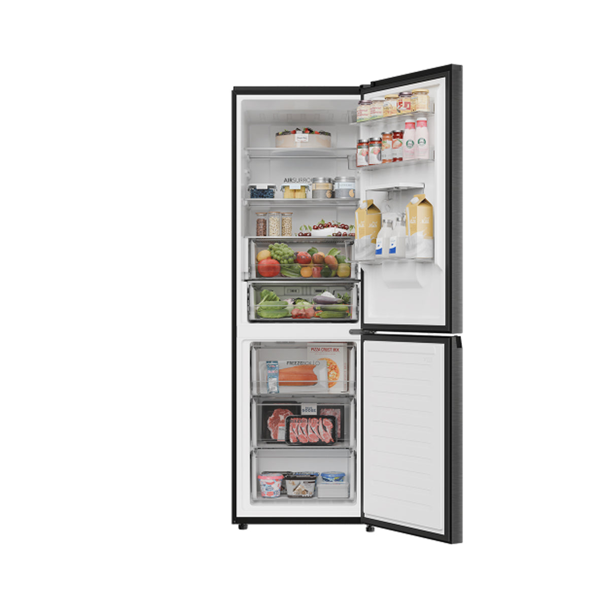 Haier Bottom Freezer Fridge 327L - Black Sand Silver