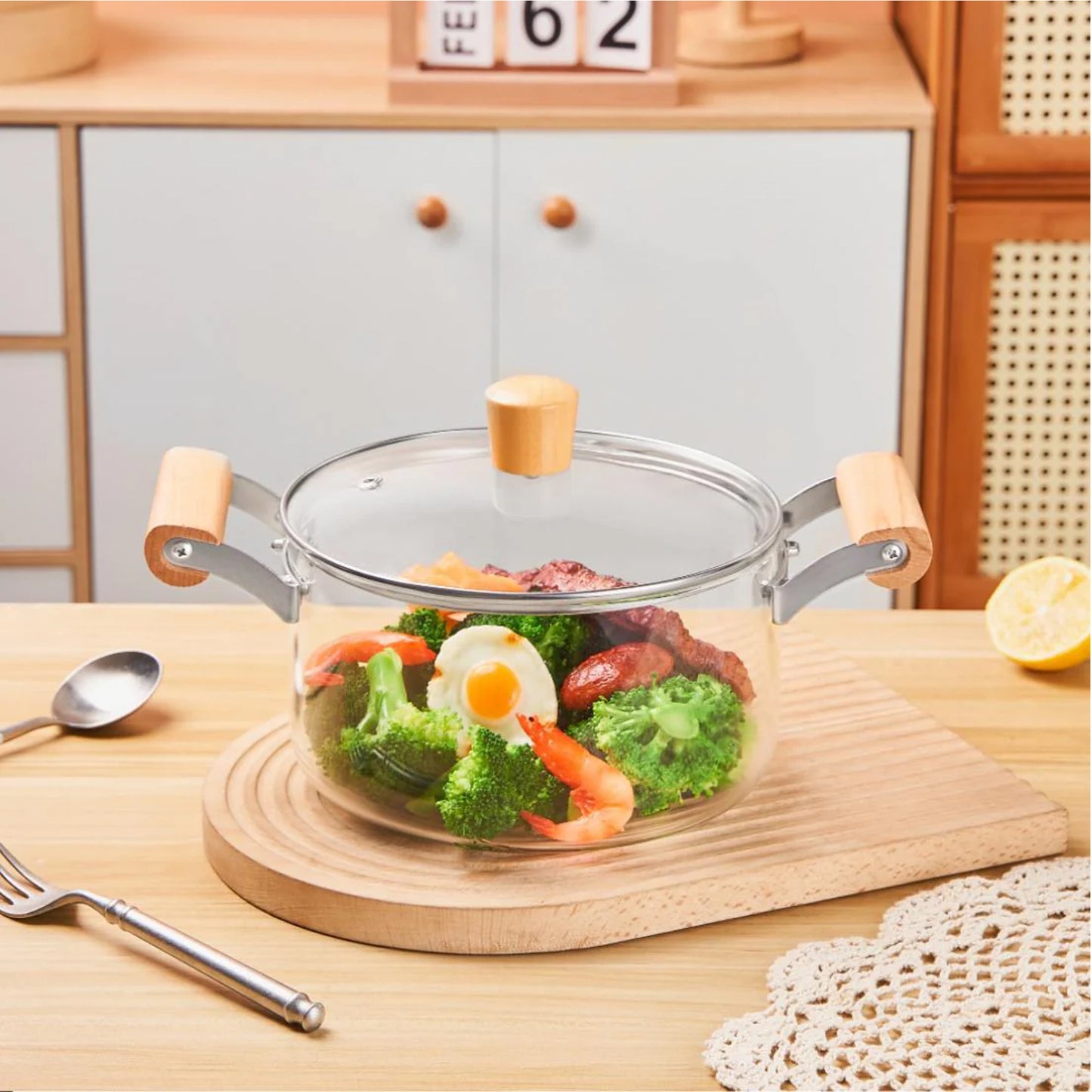 3.5Lt Glass Stovetop Pot Clear