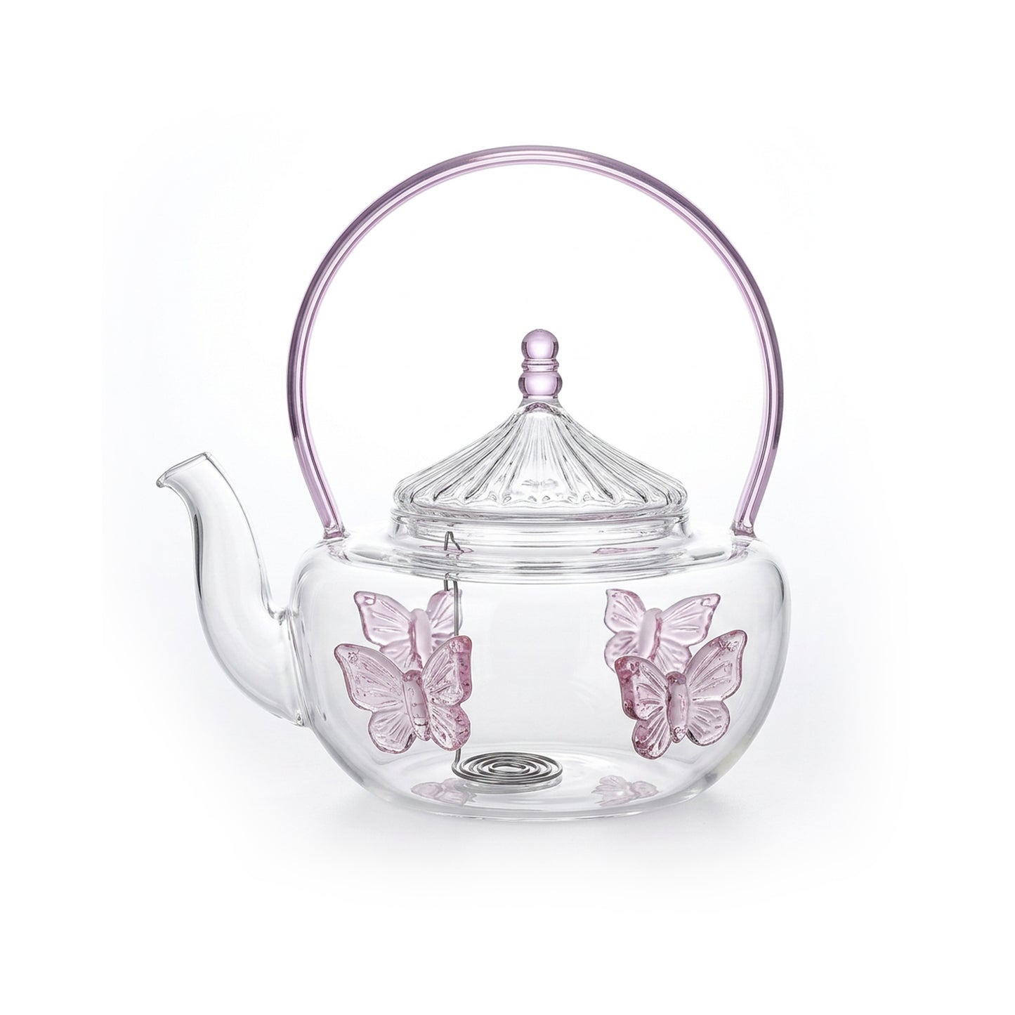 Glass Teapot with Butterfly Design Clear