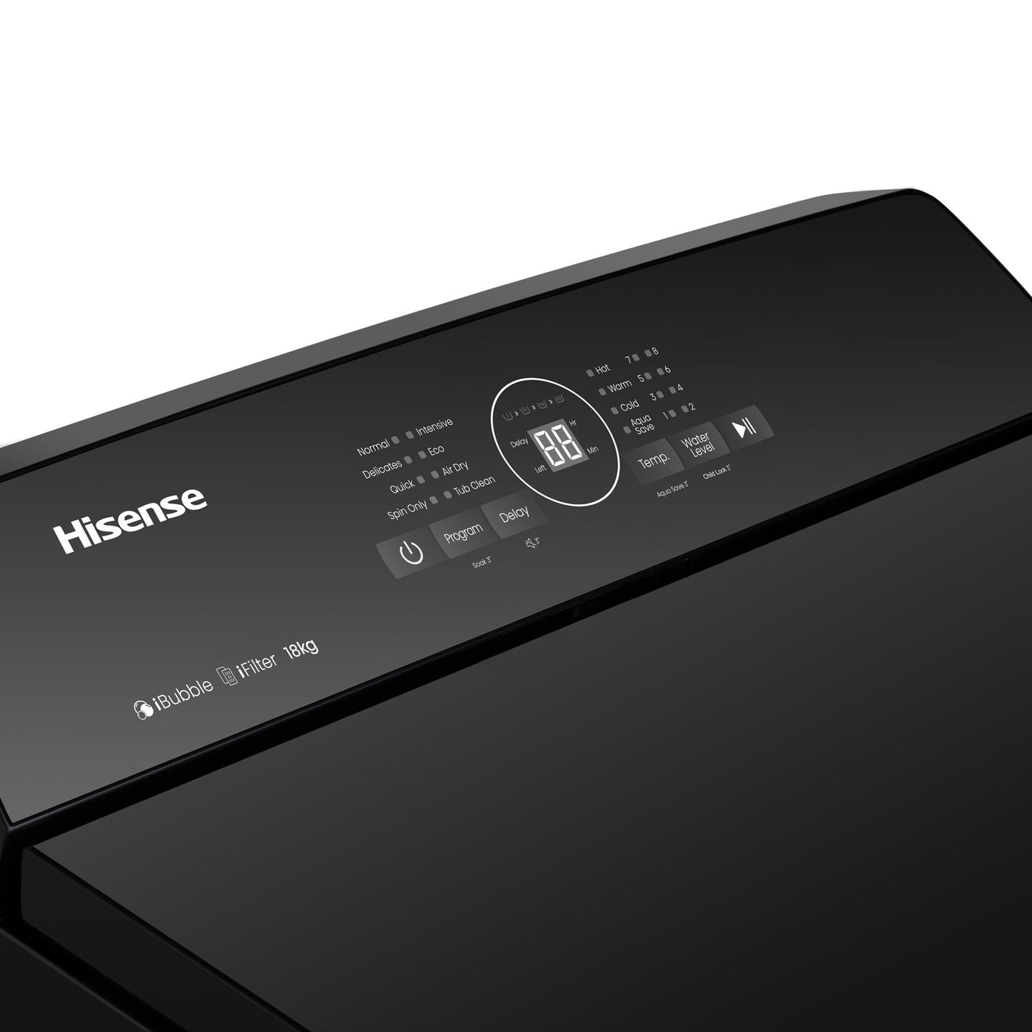 Hisense 3i Series 18kg Top Loader Washing Machine Black