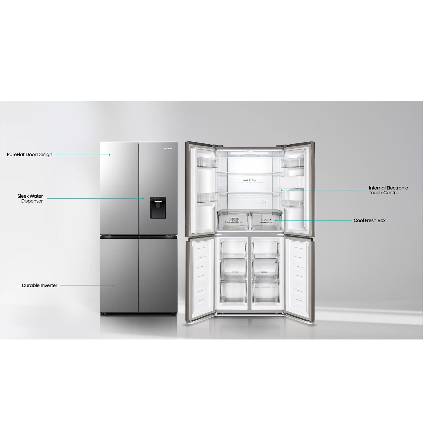 Hisense 392Lt Cross Door Refrigerator Stainless Steel