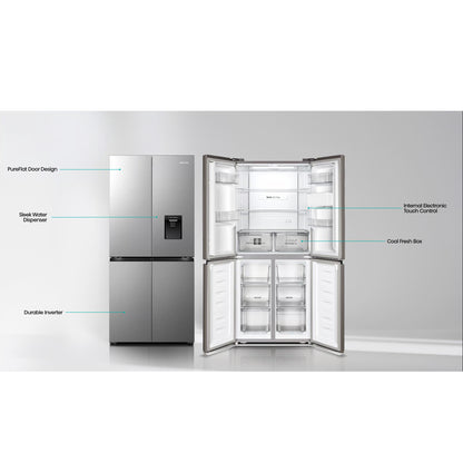 Hisense 392Lt Cross Door Refrigerator Stainless Steel