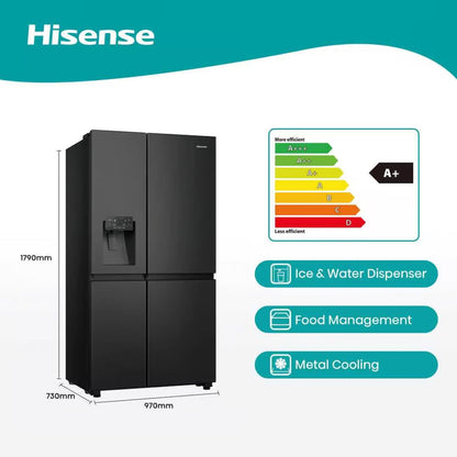 Hisense 601Lt Side by Side Refrigerator Black