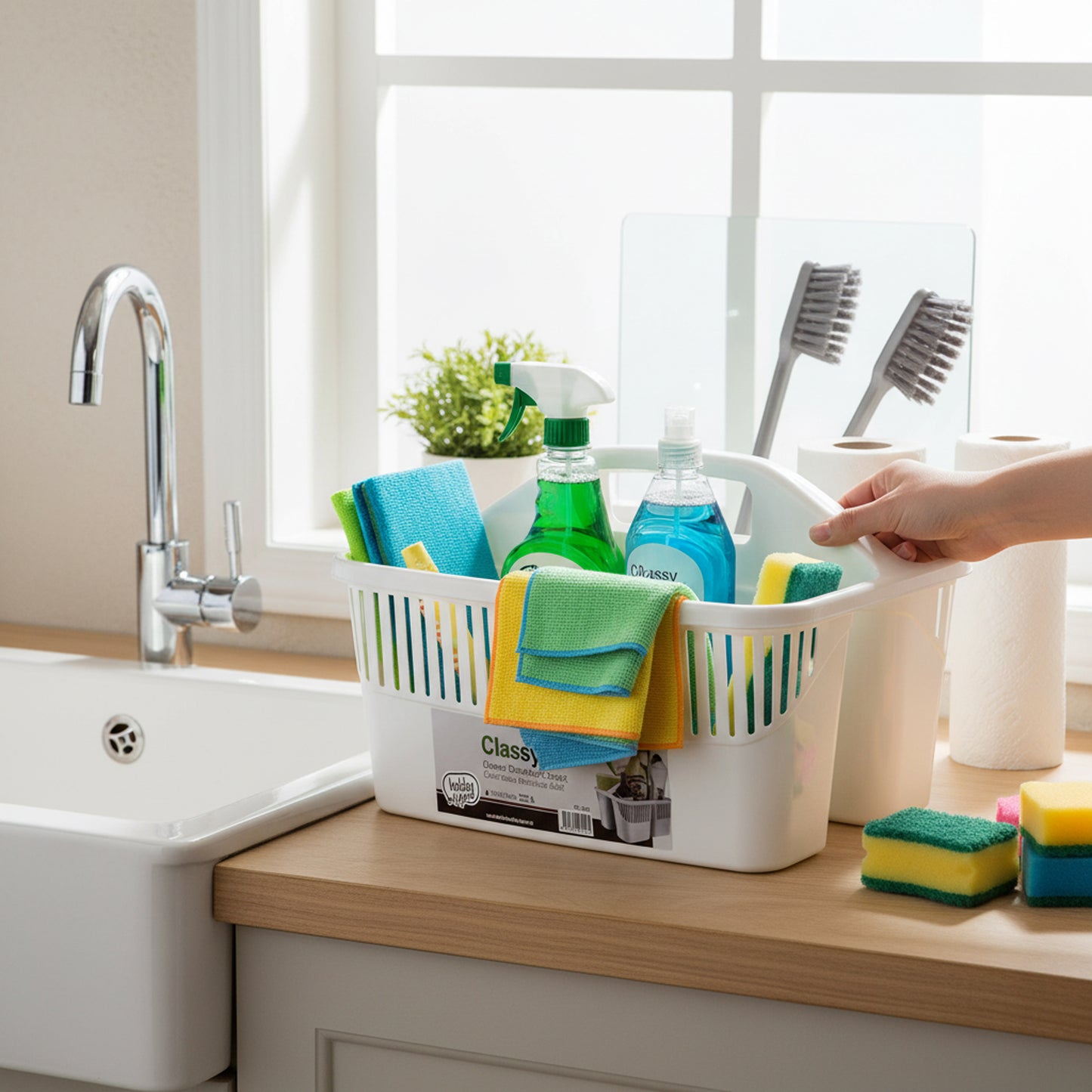 Classy Cleaning Supplies Basket White