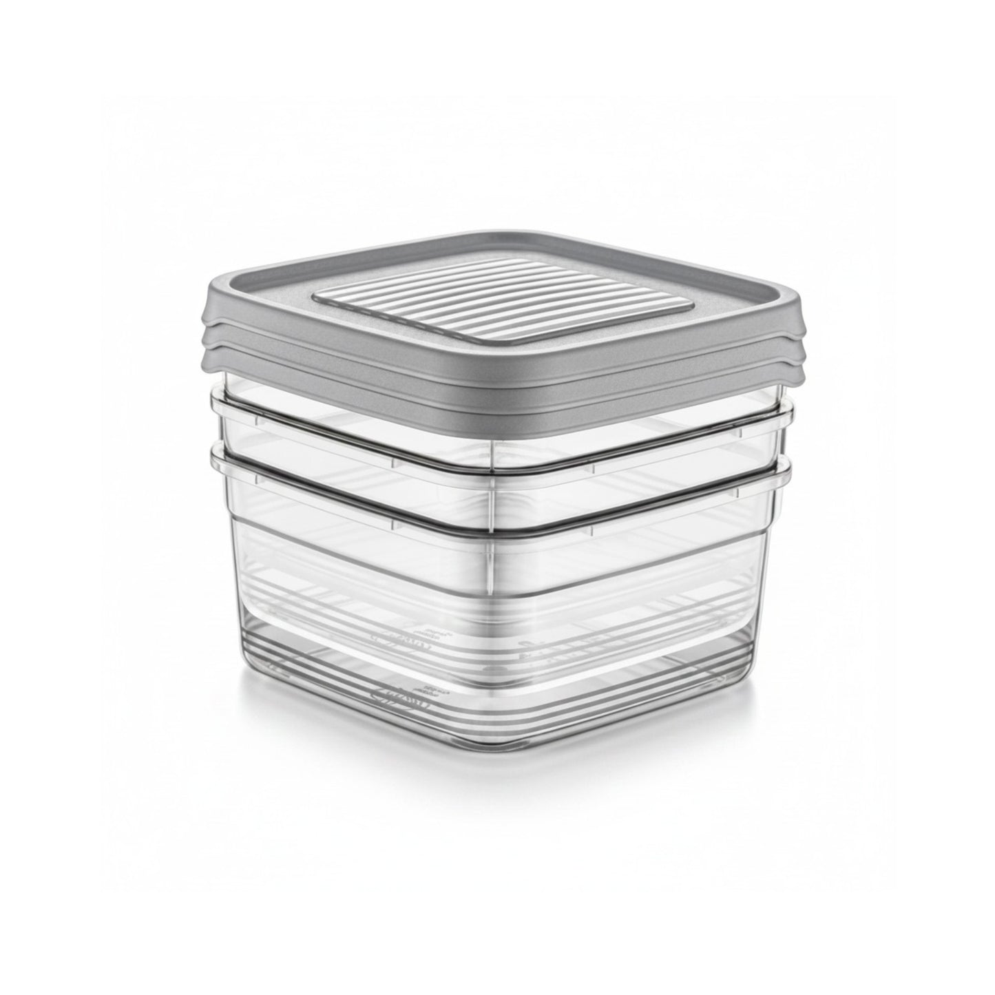 Festiva 3 Piece Square Storage Container Set Grey