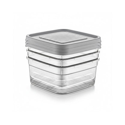 Festiva 3 Piece Square Storage Container Set Grey