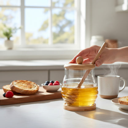 Honey Jar with Dipper Clear