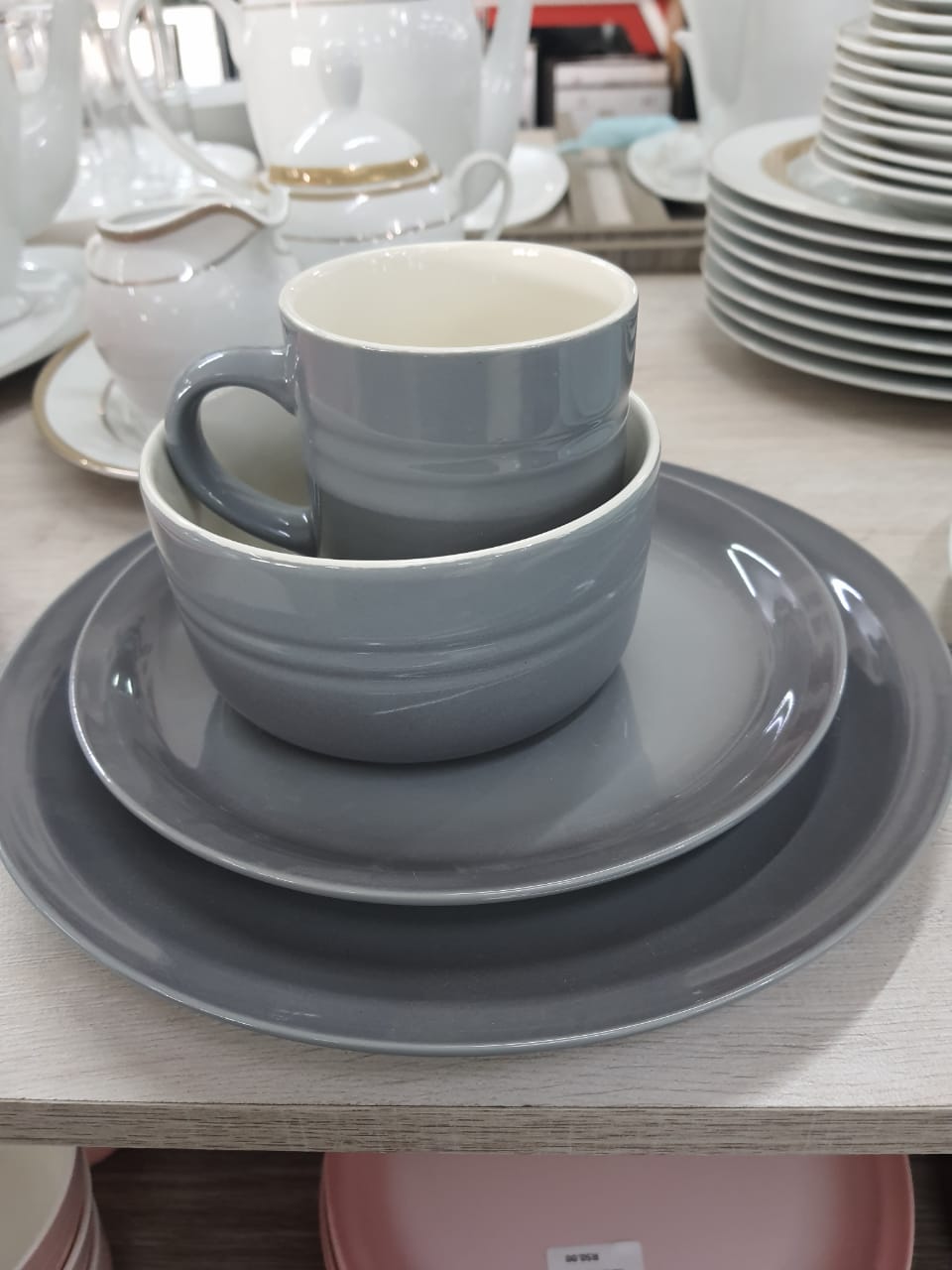 Kitchen Life 4 Piece Dinner For One Set - Grey