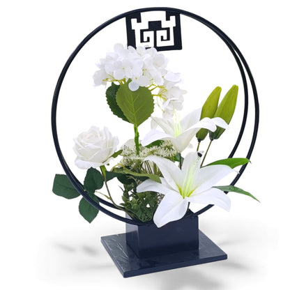 Artificial Flower Arrangement on Stand White